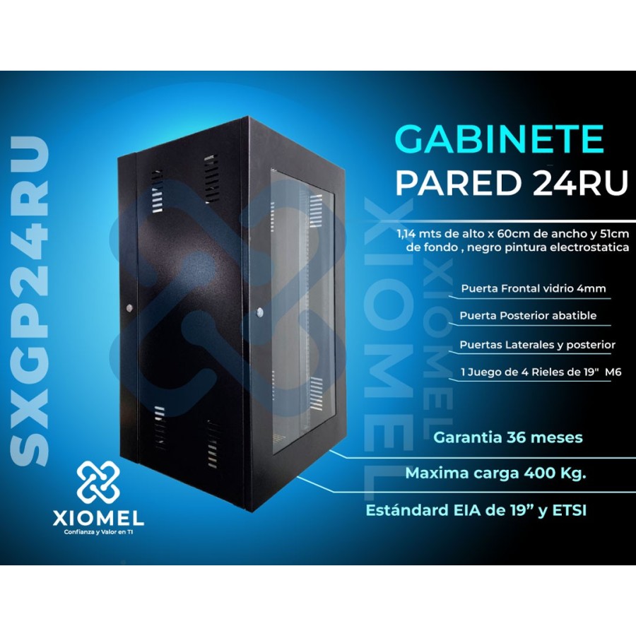 Gabinete de Pared 24RU Abatible | 1.14 m Altura | Acero Laminado al Fr